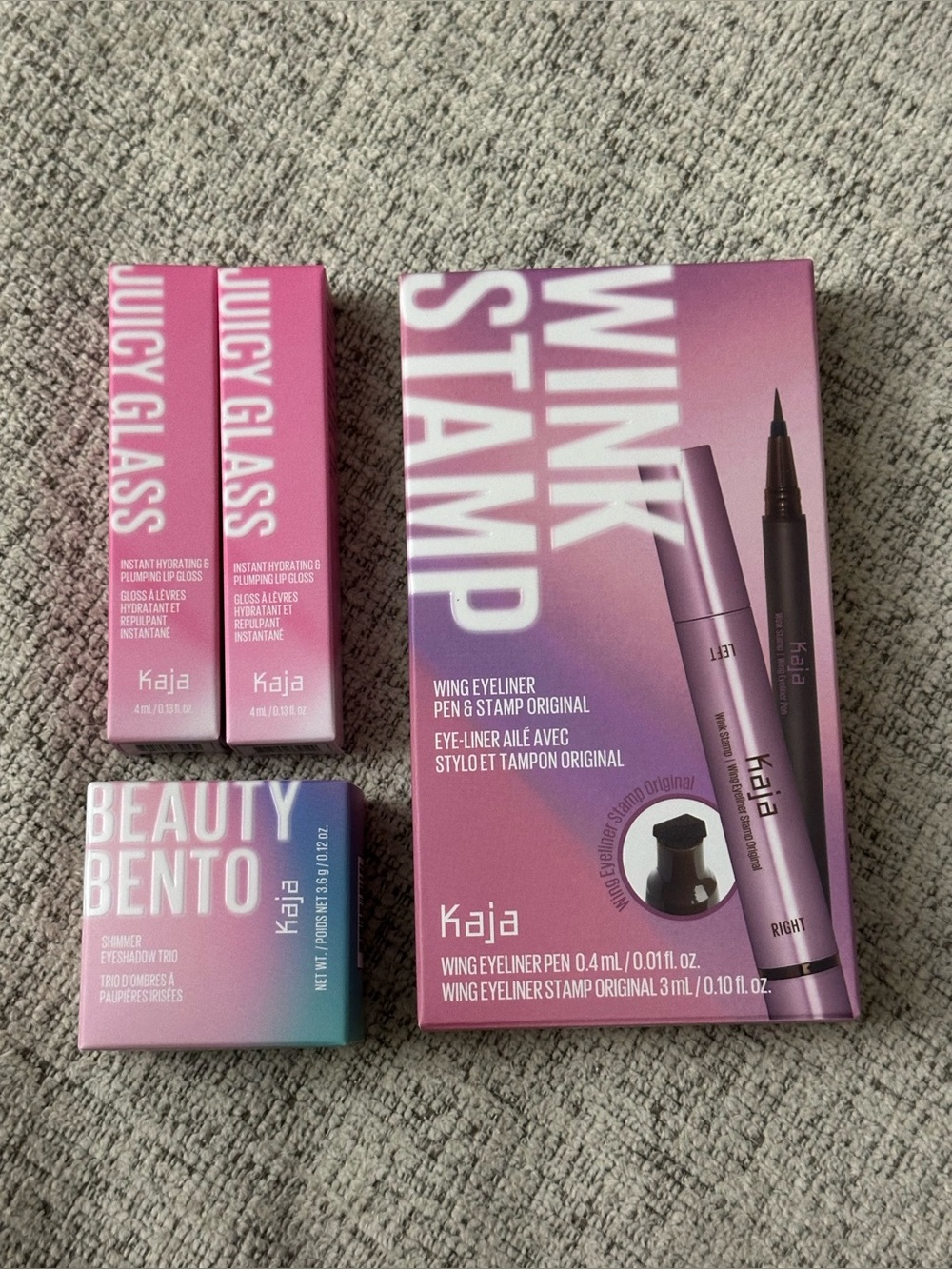 Juicy Glass Lip Gloss & Wink Stamp Wing Eyeliner Set - Kaja bundle